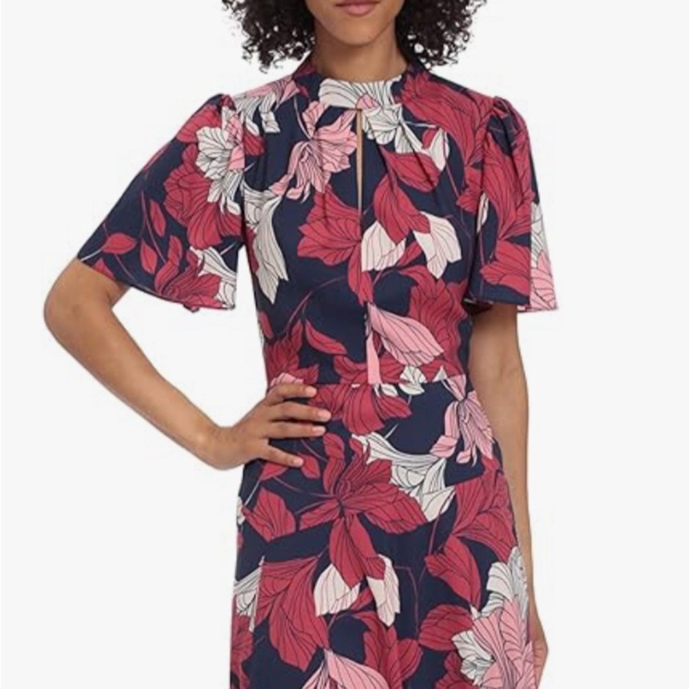 Maggie London mock knee-length, floral dress. size 12.